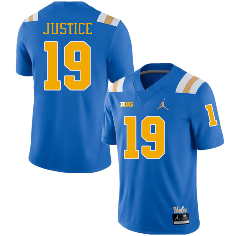 UCLA Bruins #19 D.J. Justice Big 10 Conference College Football Jerseys Stitched Sale-Royal